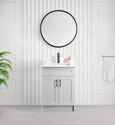 24" SHAKER BATHROOM VANITY WITH QUARTZ COUNTERTOP (MDF)