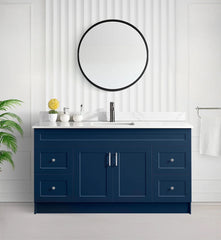 60" SINGLE SINK SHAKER BATHROOM VANITY WITH QUARTZ COUNTERTOP (MDF)