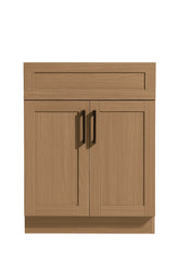 24" SHAKER BATHROOM VANITY WITH QUARTZ COUNTERTOP (COCO BROWN MDF)