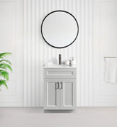 24" SHAKER BATHROOM VANITY WITH QUARTZ COUNTERTOP (SOLID WOOD)