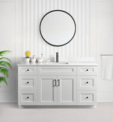 60" SINGLE SINK SHAKER BATHROOM VANITY WITH QUARTZ COUNTERTOP (SOLID WOOD)