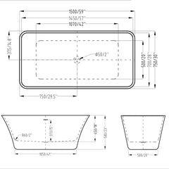 BLOSSOM ONE PIECE BATHTUB - 1500GW-STK