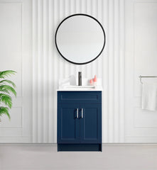 24" SHAKER BATHROOM VANITY WITH QUARTZ COUNTERTOP (MDF)