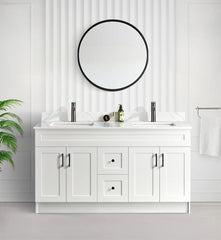 72" DOUBLE SINK SHAKER BATHROOM VANITY WITH QUARTZ COUNTERTOP (MDF)