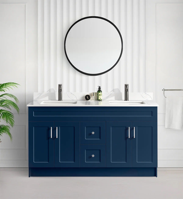 72" DOUBLE SINK SHAKER BATHROOM VANITY WITH QUARTZ COUNTERTOP (MDF)