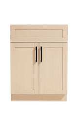 24" SHAKER BATHROOM VANITY WITH QUARTZ COUNTERTOP (LEMON LIGHT MDF)