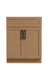 24" SHAKER BATHROOM VANITY WITH QUARTZ COUNTERTOP (COCO BROWN MDF)