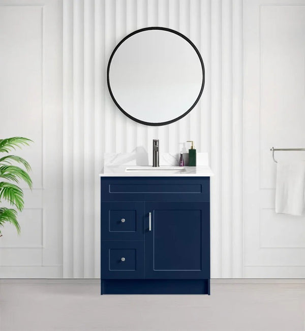 30" SHAKER BATHROOM VANITY WITH QUARTZ COUNTERTOP (MDF)