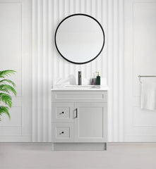 30" SHAKER BATHROOM VANITY WITH QUARTZ COUNTERTOP (MDF)