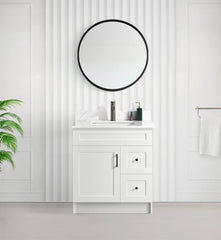 30" SHAKER BATHROOM VANITY WITH QUARTZ COUNTERTOP (MDF)