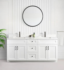 72" DOUBLE SINK SHAKER BATHROOM VANITY WITH QUARTZ COUNTERTOP (SOLID WOOD)