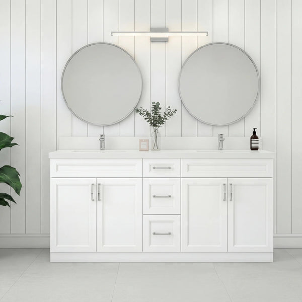 72" DOUBLE SINK SHAKER BATHROOM VANITY WITH QUARTZ COUNTERTOP (SOLID WOOD)