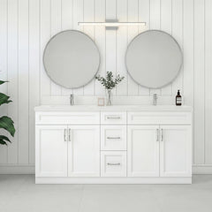 72" DOUBLE SINK SHAKER BATHROOM VANITY WITH QUARTZ COUNTERTOP (SOLID WOOD)