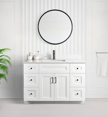 48" SHAKER BATHROOM VANITY WITH QUARTZ COUNTERTOP (SOLID WOOD)